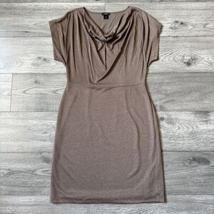 Ann Taylor  Women's Metallic Cowl Neck Short Sleeve‎ Sheath Dress Size Medium